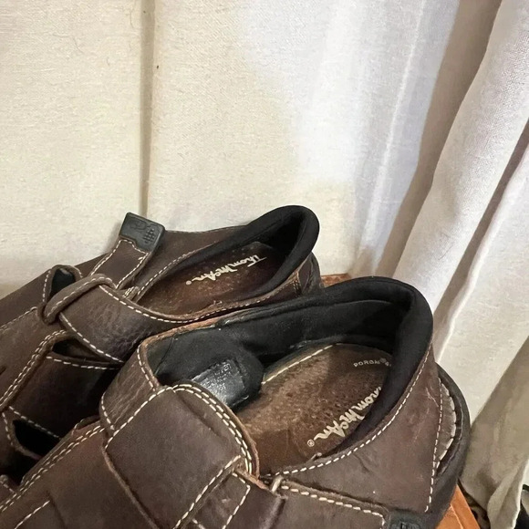 Thom Mcan Mens Sandals Size 12 Brown Leather Strap Fisherman Slingback Shoe Wide - Picture 9 of 13
